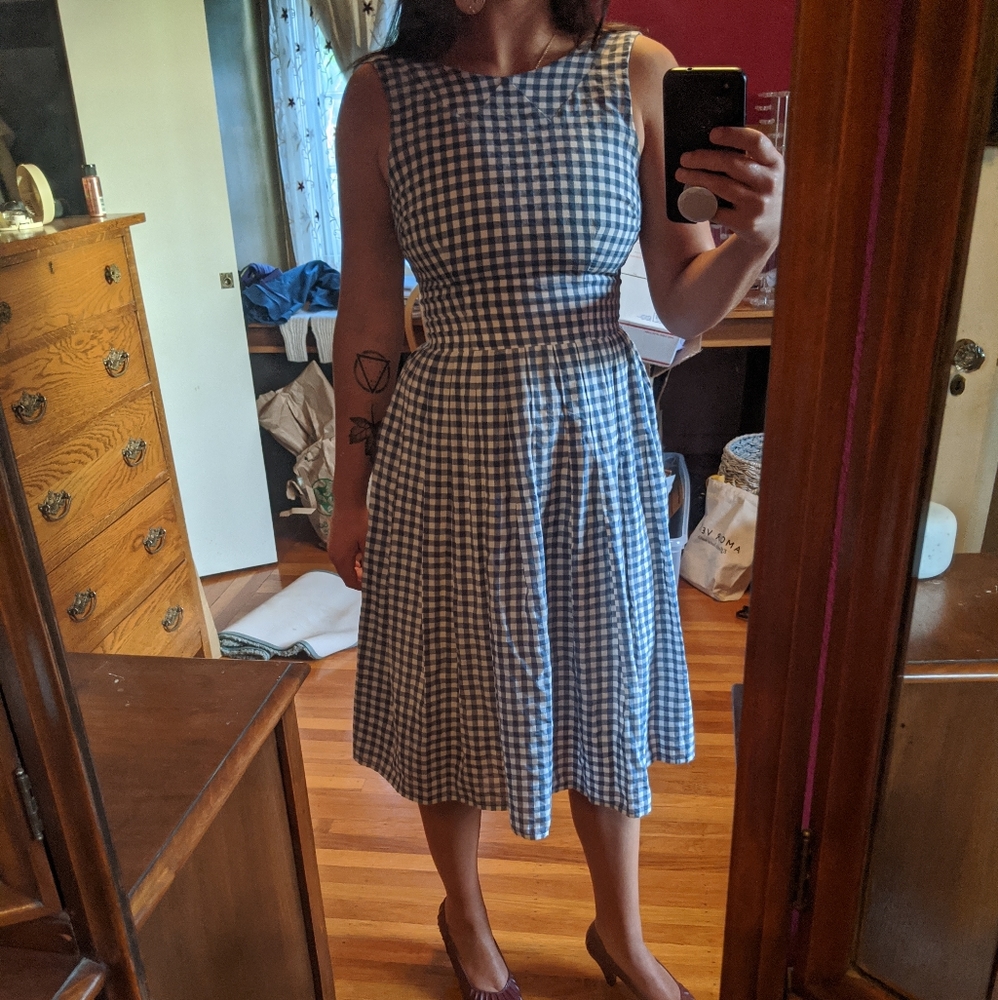 Kaya and Sloan gingham fit and flair dress